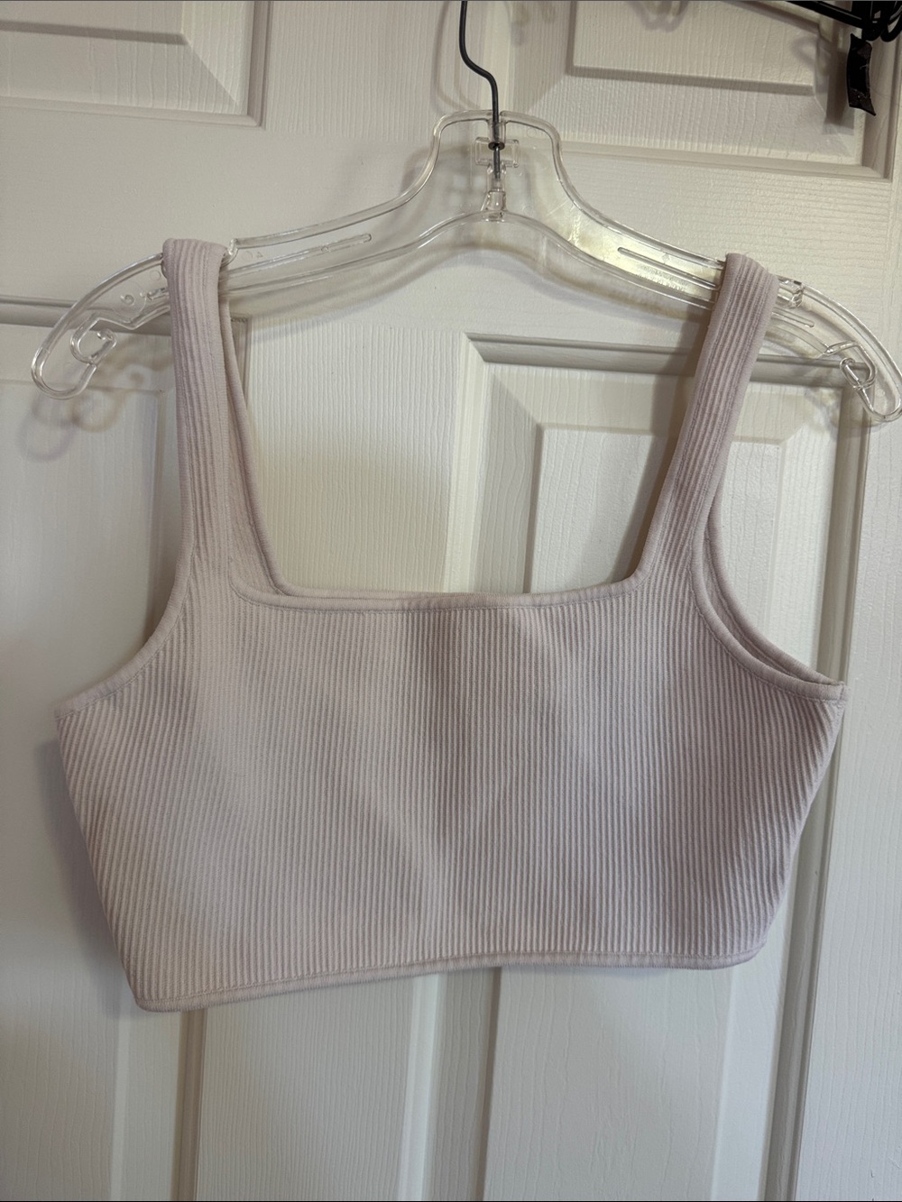 Kendall & Kylie Ribbed Square-Neck Crop Top - Light Lavender